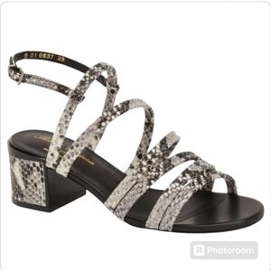 Robert Clergerie Eolia Snake Print Leather Block Heel Sandals Sz 6